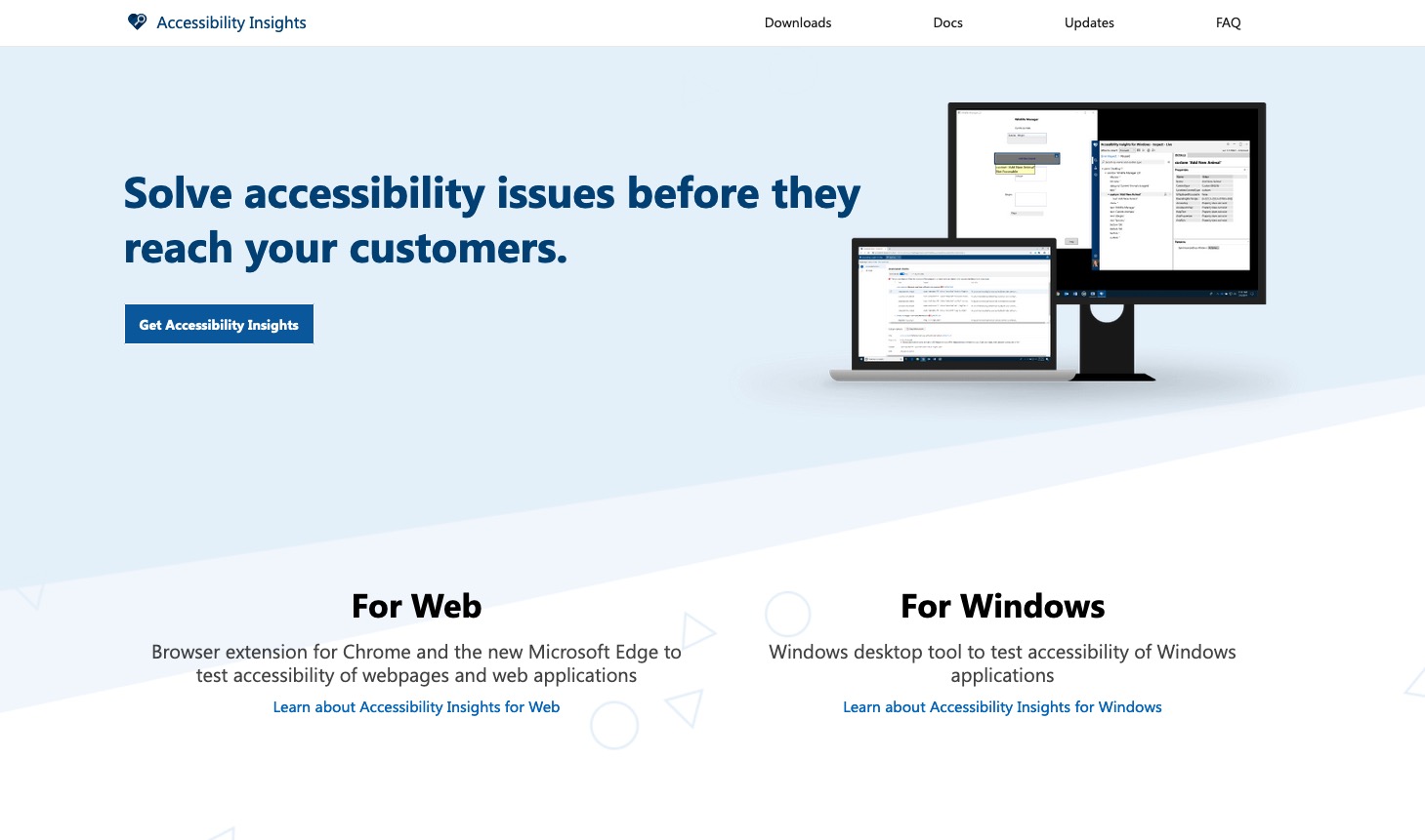 Screenshot Microsoft Accessibility Insights Website.