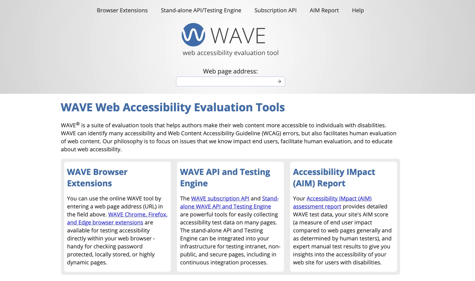 Screenshot von wave.webaim.org.